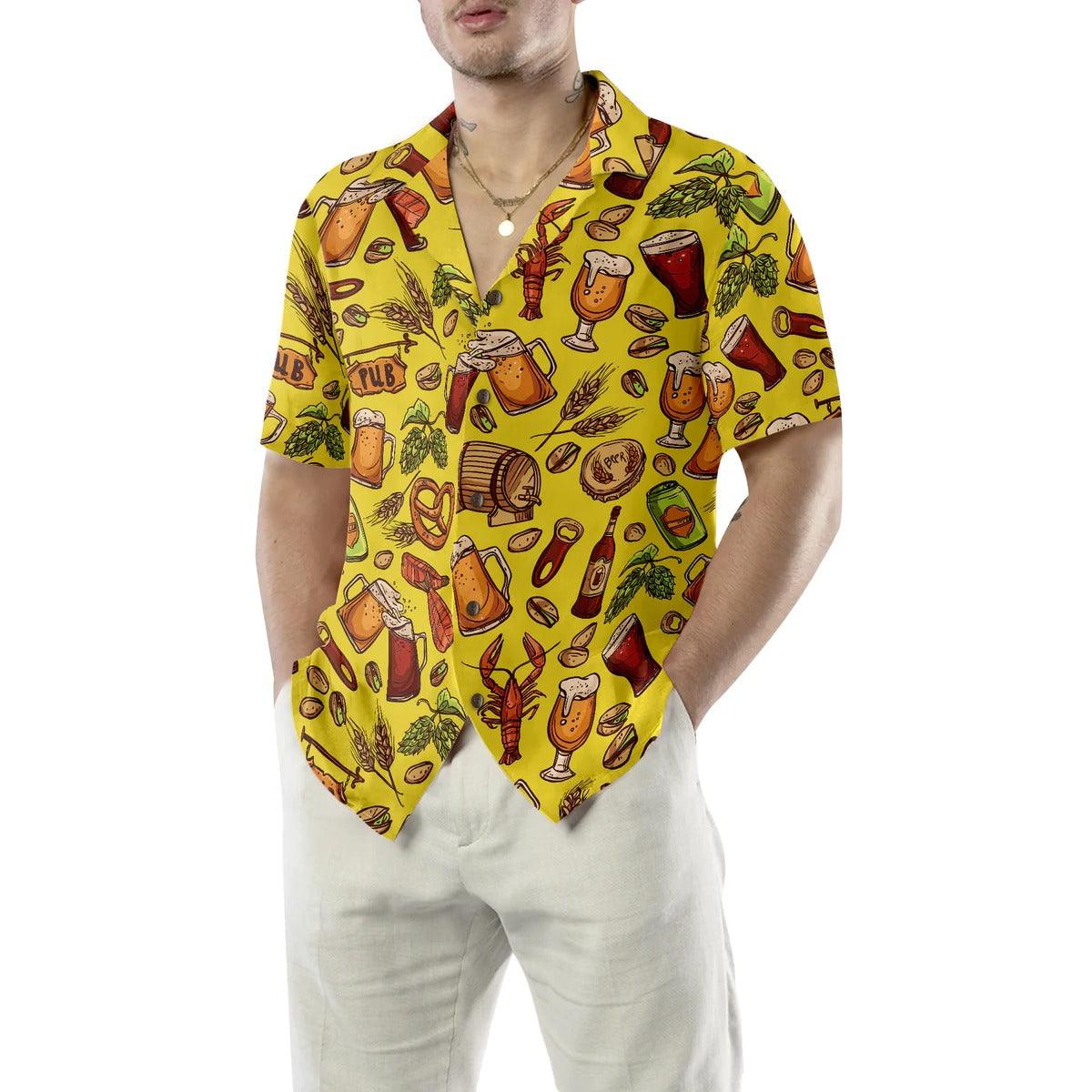 Beer Yellow Hawaiian Shirt, Beer Aloha Shirt, Colorful Summer Hawaiian Shirt - Perfect Gift For Men Women, Friends, Family, Summer Lovers - Amzanimalsgift