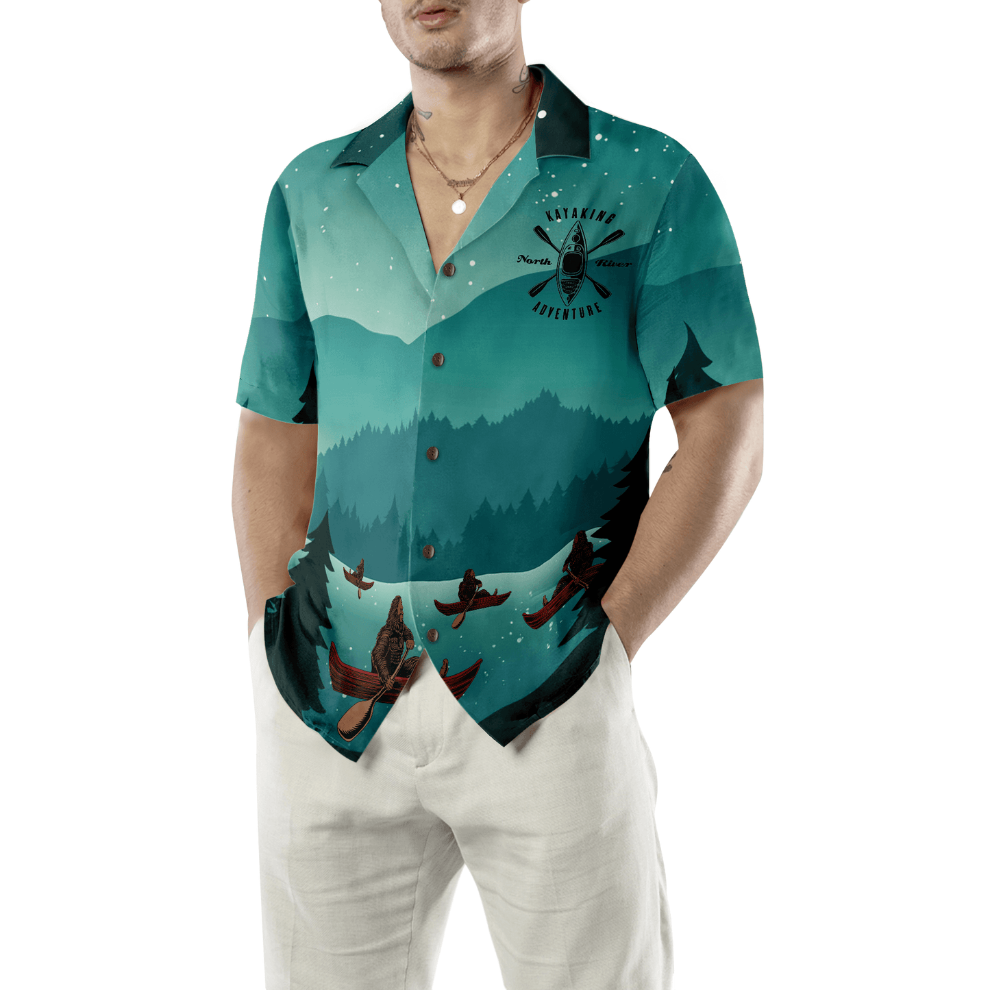 Bigfoot Hawaiian Shirt, Darryl Love Kayak & Hate People, Colorful Summer Aloha Shirt For Men Women, Perfect Gift For Friend, Family, Husband, Wife - Amzanimalsgift
