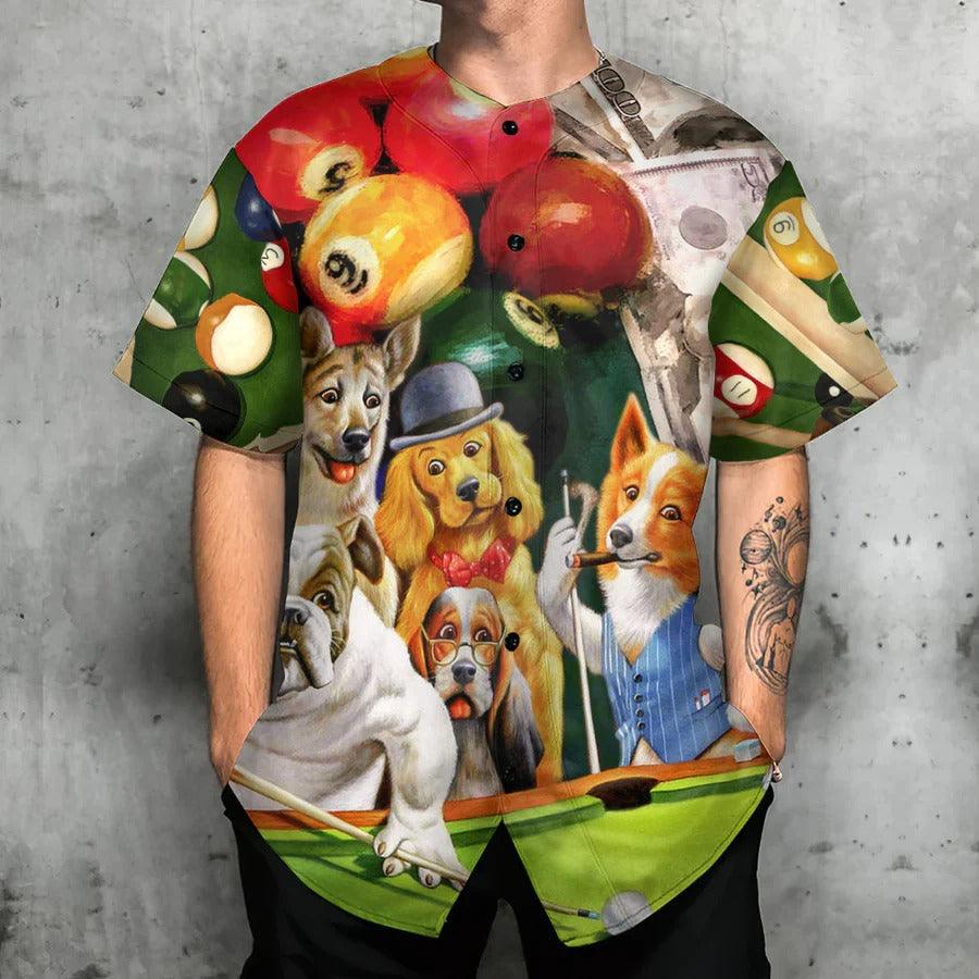 Billiard Baseball Jersey, Funny Dogs, Dog Many Money Baseball Jersey For Men And Women - Perfect Gift For Billiard Lovers, Dog Lovers - Amzanimalsgift