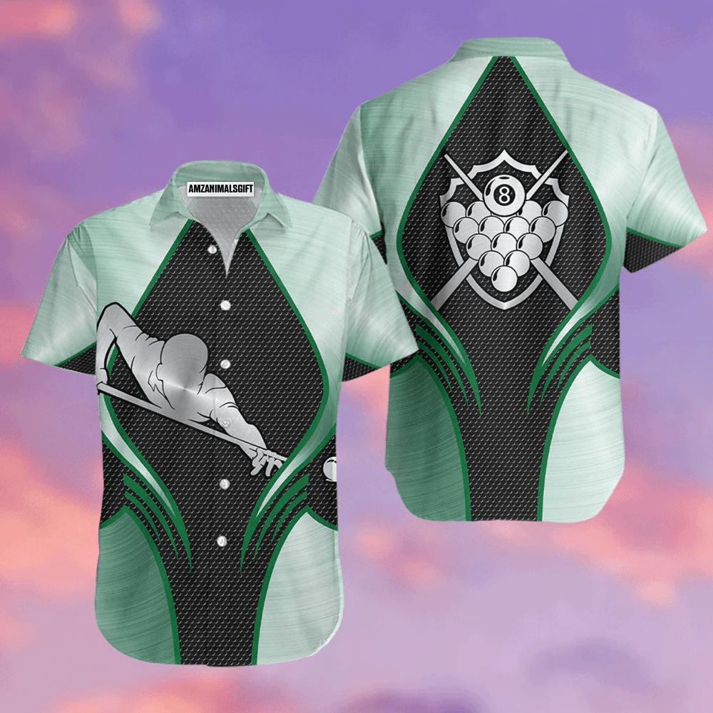 Billiards Aloha Hawaiian Shirts For Summer, Green And Black Billiards Hawaiian Shirt Outfits For Men Women, Gift For Friend, Billiard Lovers - Amzanimalsgift