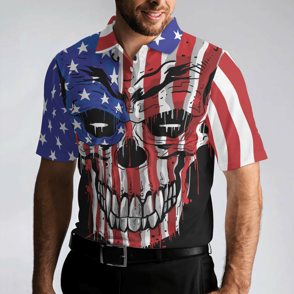 Billiards Men Polo Shirt, I'm Here To Smash Your Balls Billiards Polo Shirt, Skull American Flag Shirt For Men, Billiards Lovers - Amzanimalsgift