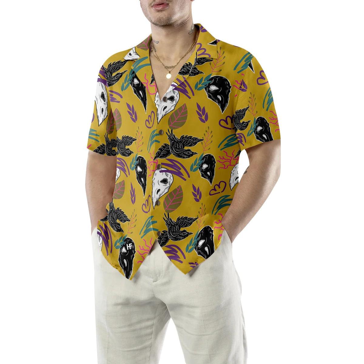 Bird Skull Hawaiian Shirt, Bird Pattern Hawaiian Shirt, Colorful Summer Aloha Shirt - Perfect Gift For Husband, Wife, Friend, Family - Amzanimalsgift