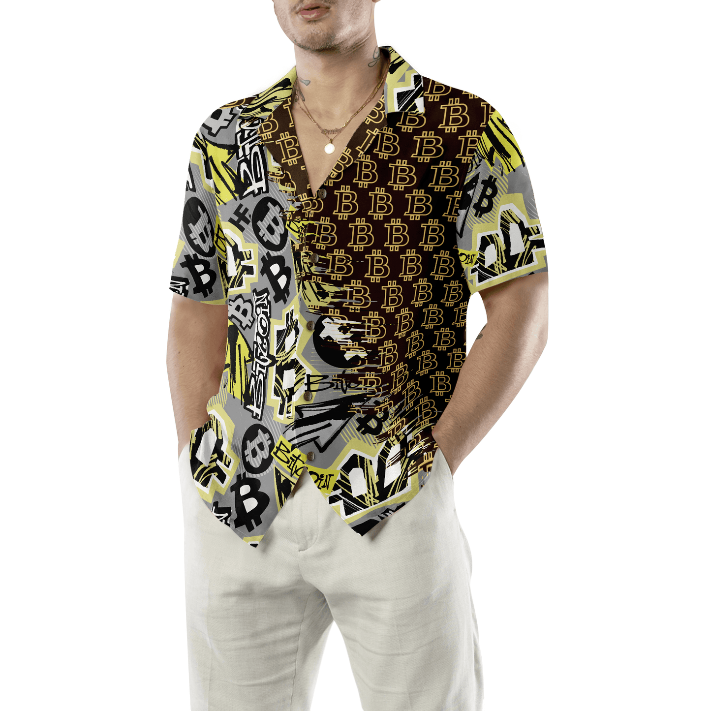 Bitcoin Hawaiian Shirt, Bitcoin Doodle Funky Pattern Hawaiian Shirt, Colorful Summer Aloha Shirt For Men Women, Gift For Friend, Family, Husband, Wife - Amzanimalsgift