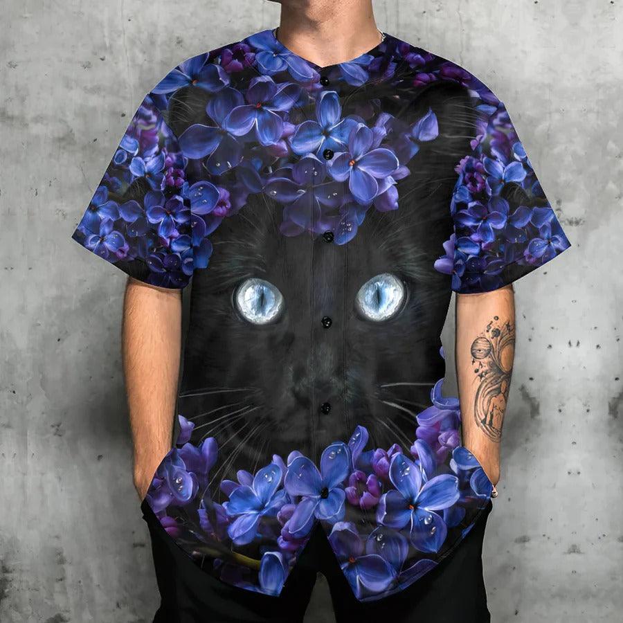 Black Cat Baseball Jersey, Black Cat Love Dried Herbs and Plants Baseball Jersey For Men And Women - Perfect Gift For Black Cat Lovers - Amzanimalsgift