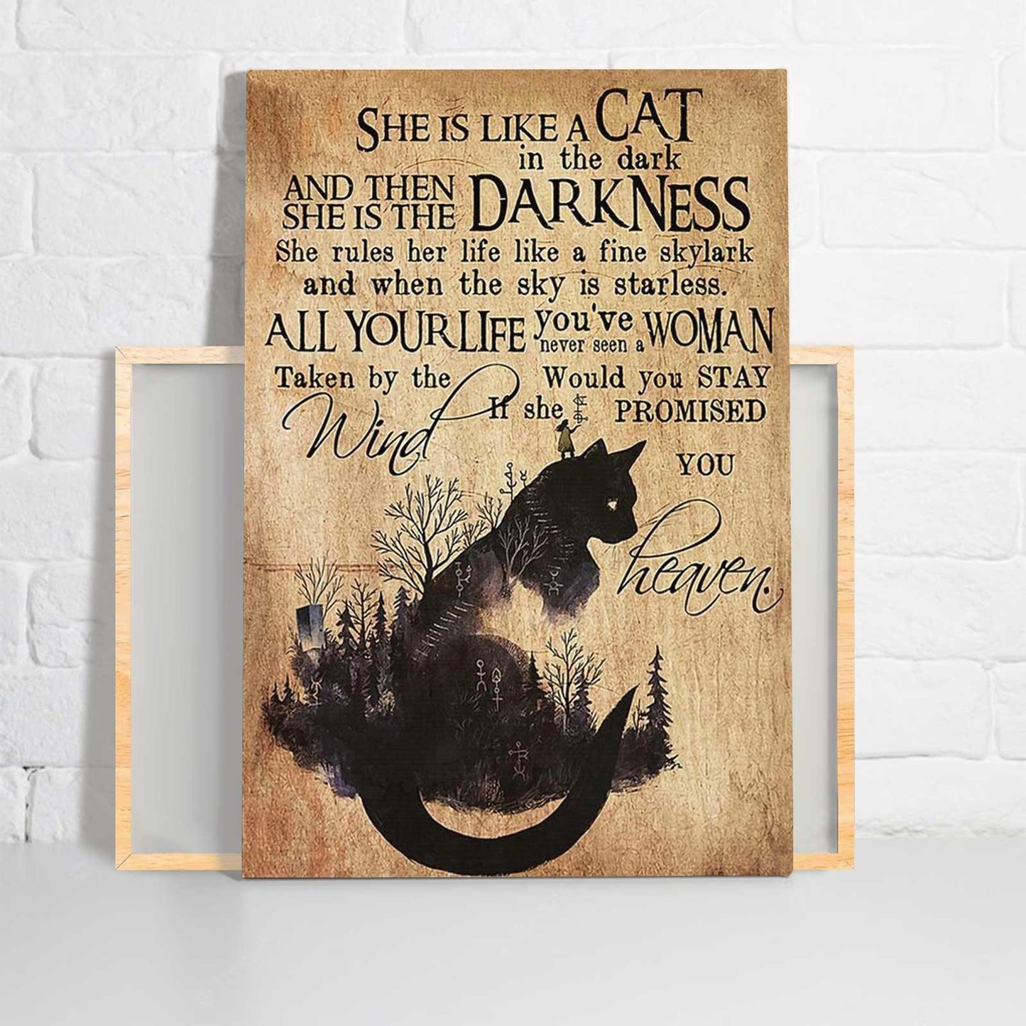 Black Cat Portrait Canvas - Black Cat She Is Like A Cat In The Dark And She Is Darkness - Perfect Gift For Black Cat Lovers, Cat Lovers, Owners - Amzanimalsgift