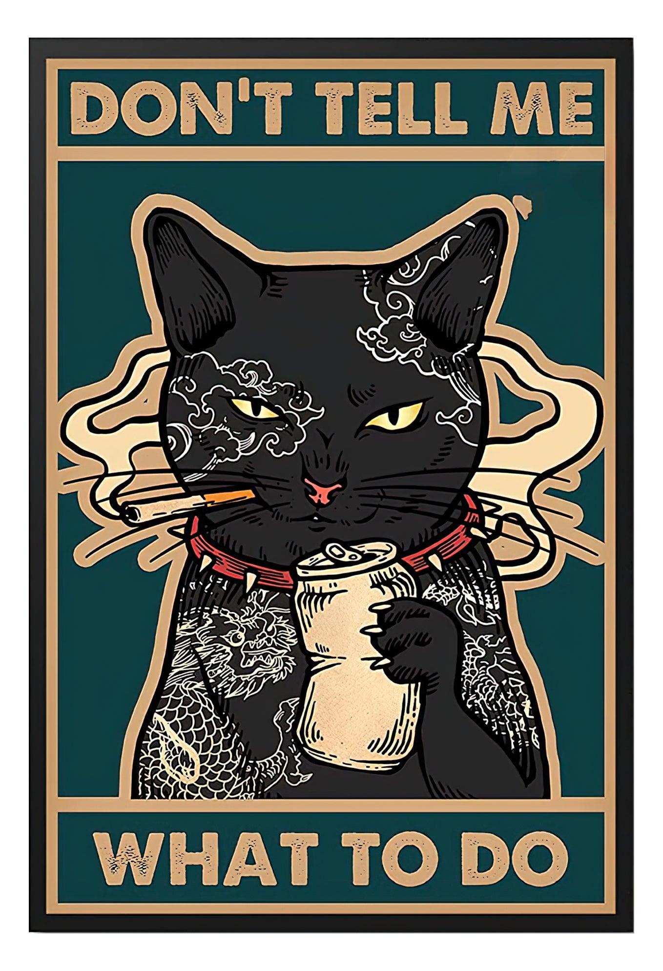 Black Cat Portrait Canvas, Cat Don’t Tell Me What To Do, Vintage Black Cat Premium Wrapped Canvas - Gift For Family, Cat Lovers - Amzanimalsgift