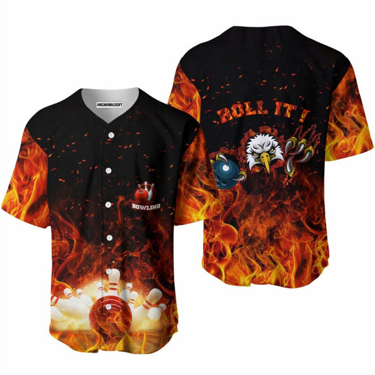 Bowling Baseball Jersey, Let It Roll Bowling Eagle Baseball Jersey For Men And Women - Perfect Gift For Bowling Lovers, Bowlers - Amzanimalsgift