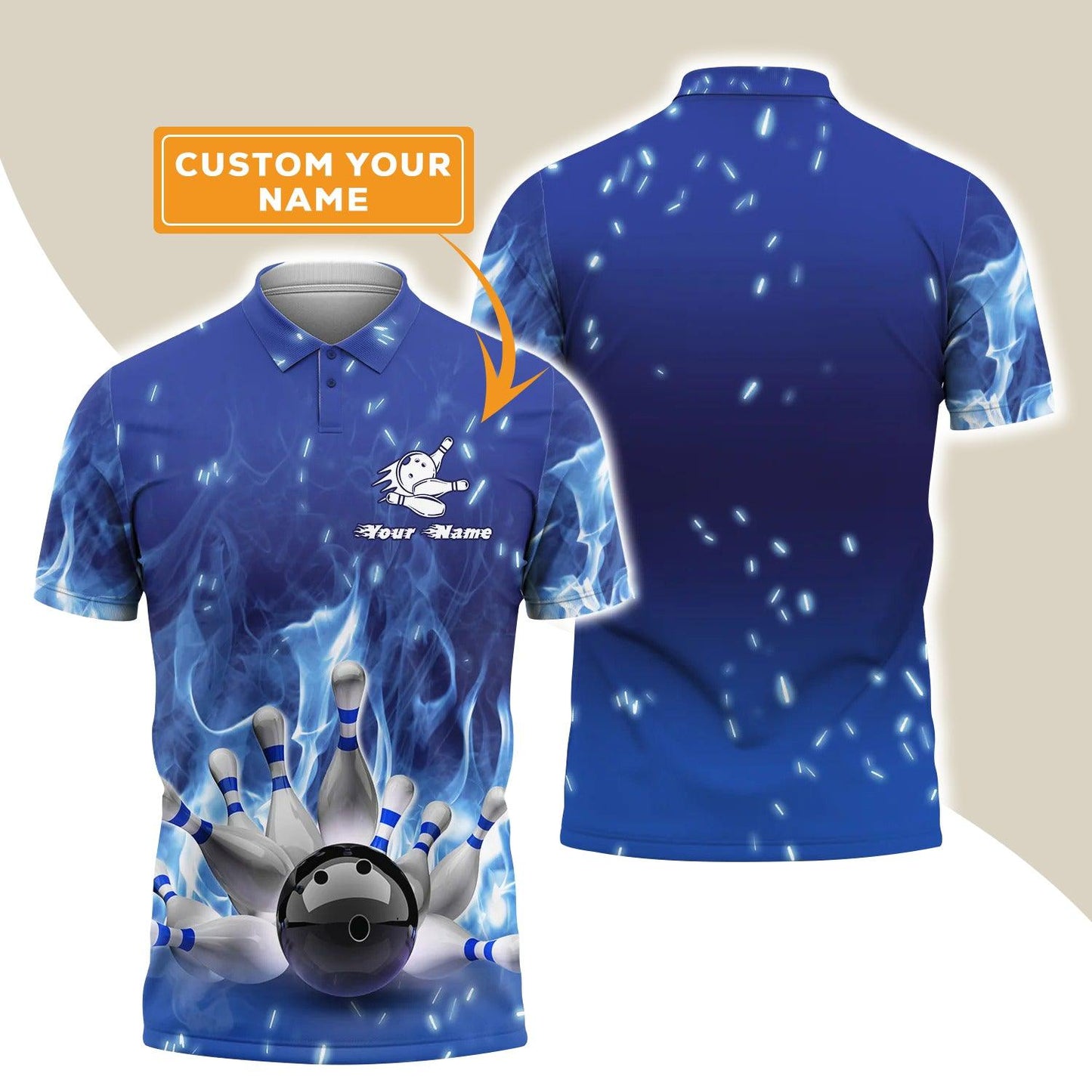 Bowling Custom Men Polo Shirt - Custom Name Bowling Game Strike Rot 3d Render Abstract Personalized Bowling Polo Shirt - Perfect Gift For Friend, Family - Amzanimalsgift