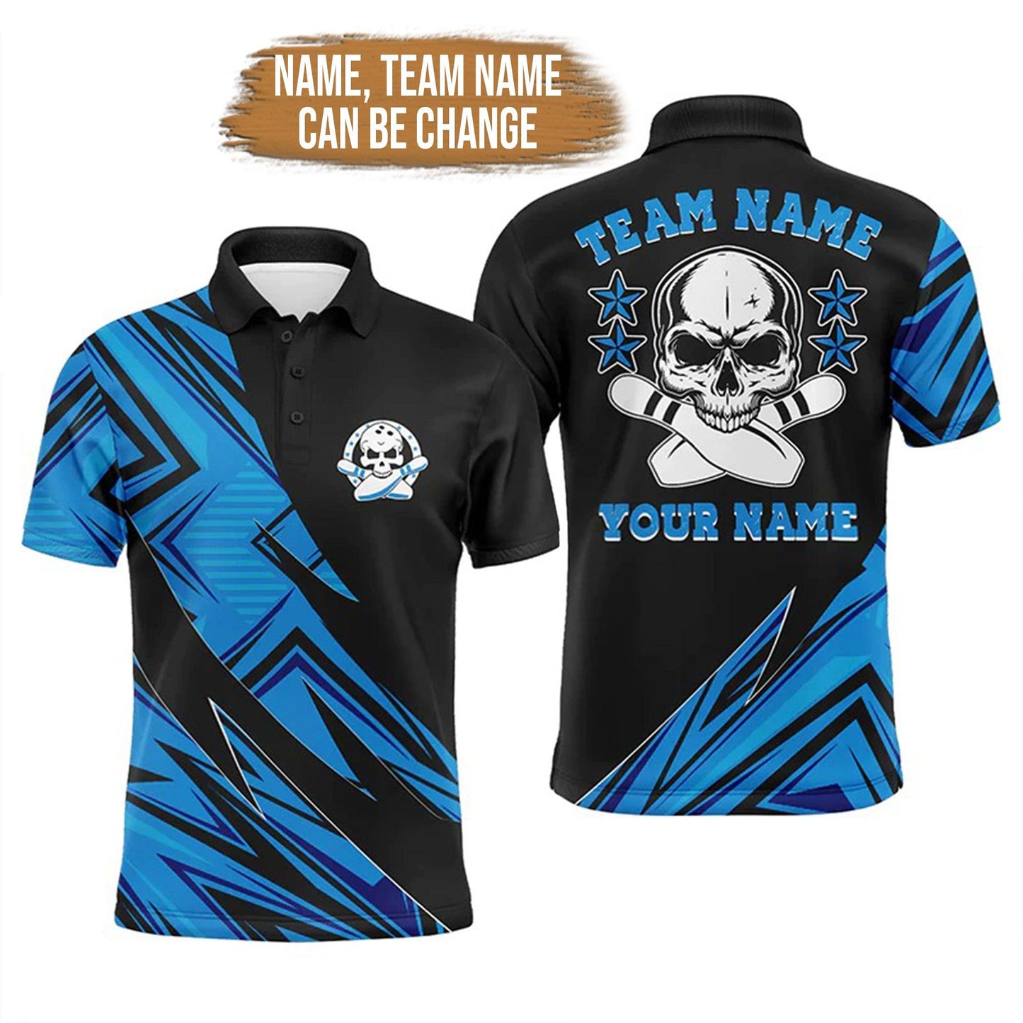 Bowling Custom Men Polo Shirt - Custom Skull Bowling, Skull Bowling Team Personalized Bowling Polo Shirt - Perfect Gift For Friend, Family - Amzanimalsgift