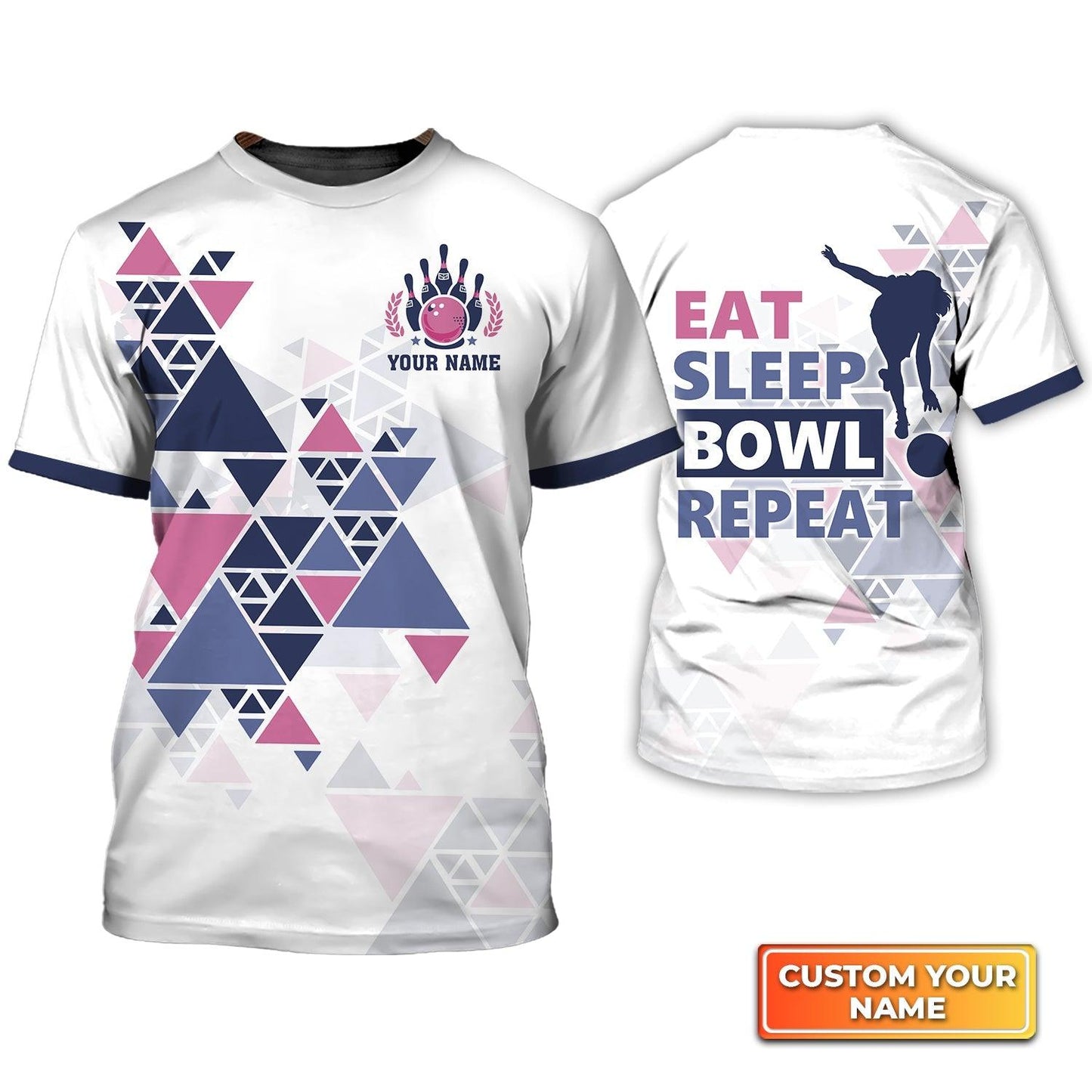 Bowling Custom Name T Shirt, Eat Sleep Bowl Repeat Personalized T-Shirt For Men, Perfect Gift For Bowling Lovers, Bowlers, Team, Friend - Amzanimalsgift