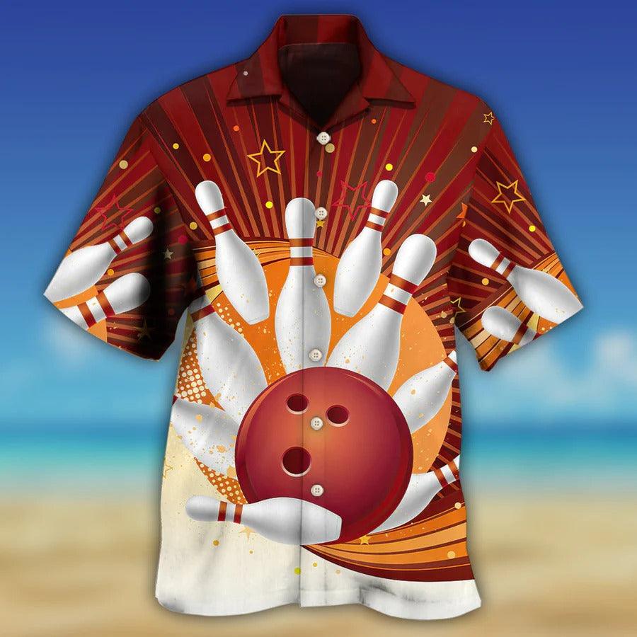 Bowling Hawaiian Shirt, Bowling Painting Hawaiian Shirt, Bowling Strike Aloha Shirt For Men - Perfect Gift For Bowling Lovers, Bowlers - Amzanimalsgift