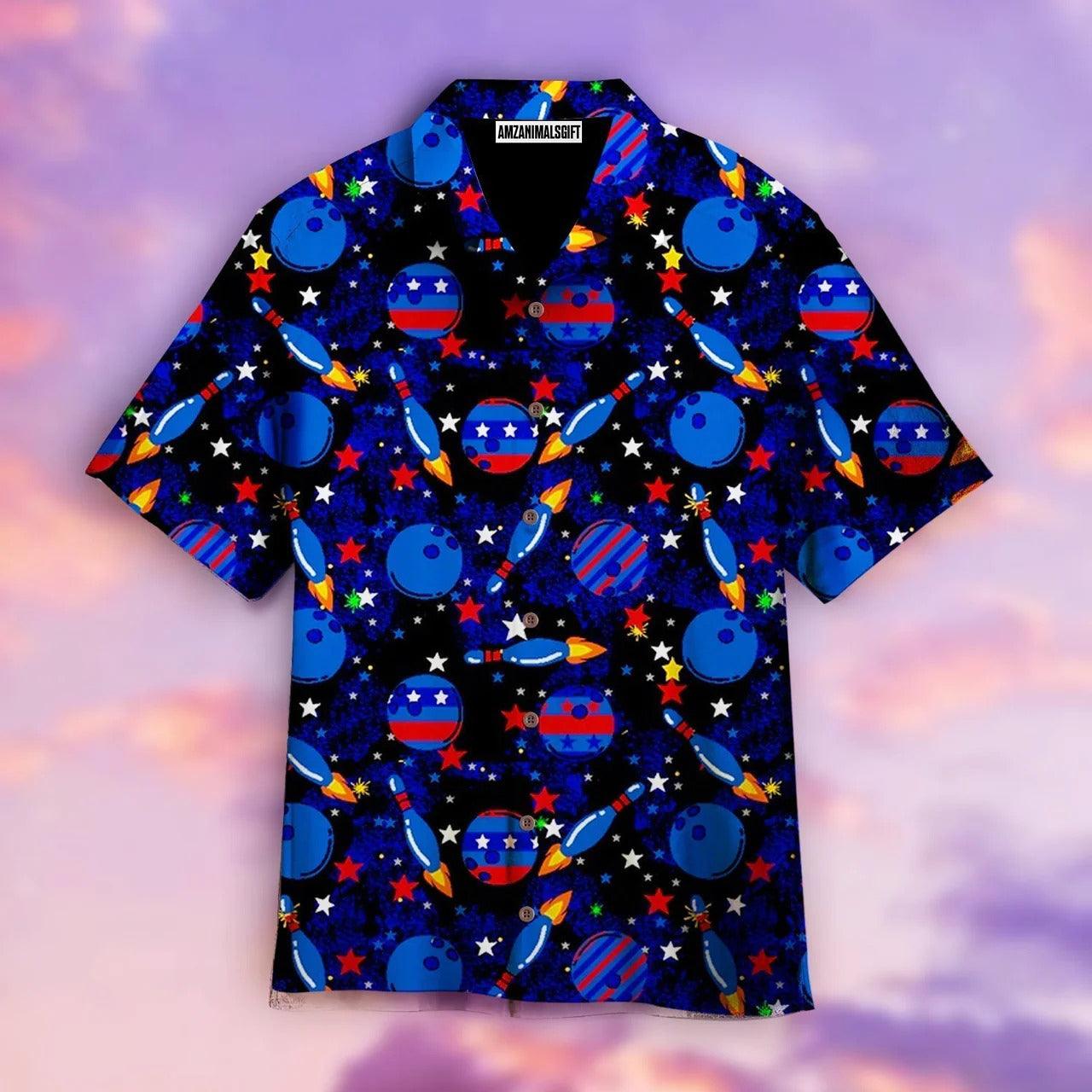 Bowling Hawaiian Shirt, Cosmic Galaxy Bowling Aloha Hawaiian Shirts For Men and Women - Gift For Bowling Lovers, Friend, Family - Amzanimalsgift