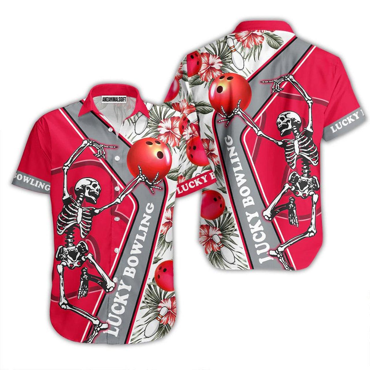 Bowling Hawaiian Shirt, Lucky Bowling Aloha Hawaiian Shirts For Men and Women - Gift For Bowling Lovers, Friend, Family - Amzanimalsgift