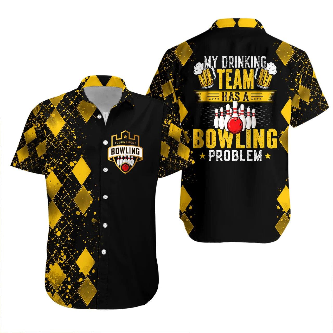 Bowling Hawaiian Shirt, My Drinking Team Has A Bowling Problem Aloha Hawaiian Shirts For Men and Women - Gift For Bowling Lovers, Friend, Family - Amzanimalsgift