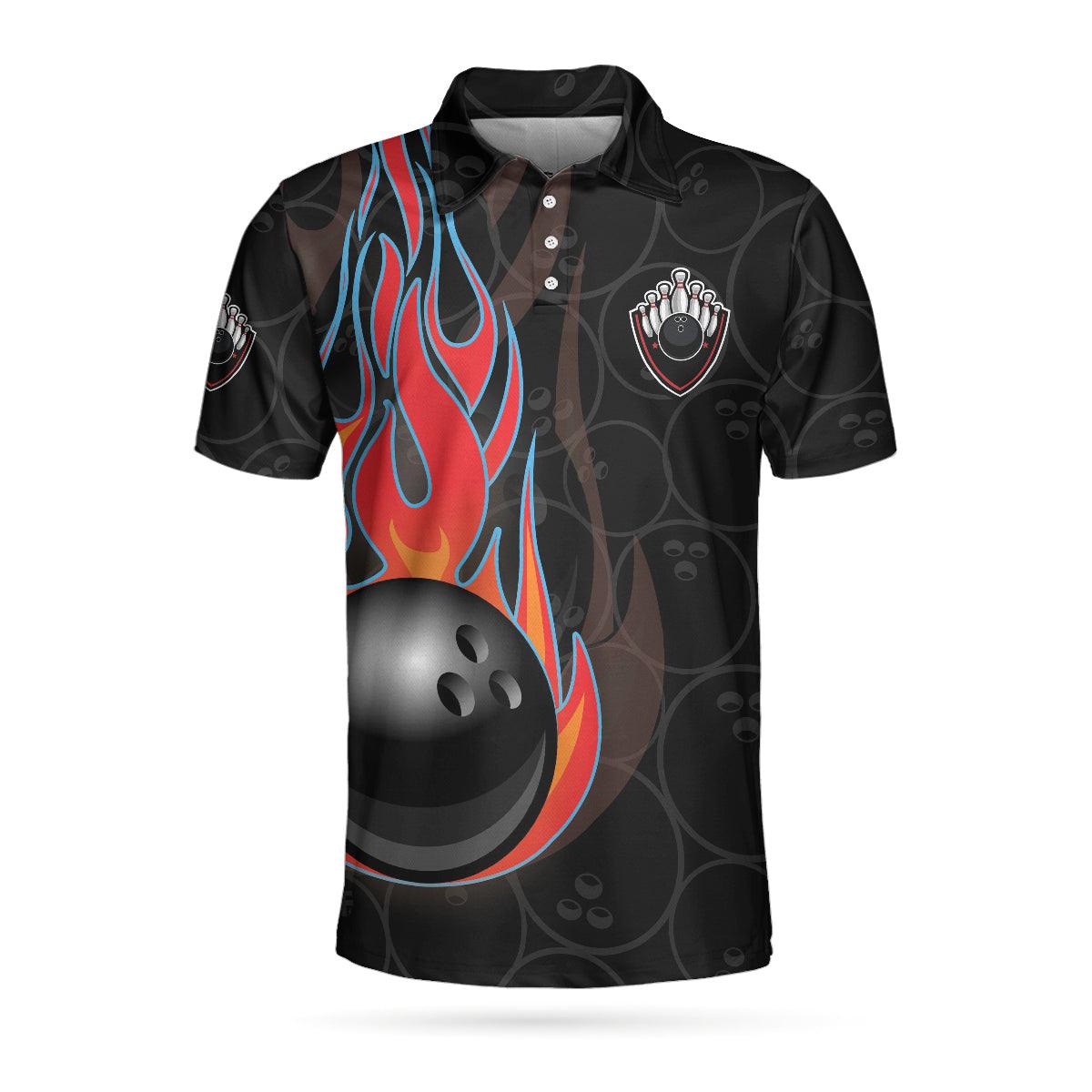 Bowling Men Polo Shirt - Bowling In Fire Bowling Polo Shirt - Perfect Gift For Friend, Family, Bowling Lovers - Amzanimalsgift