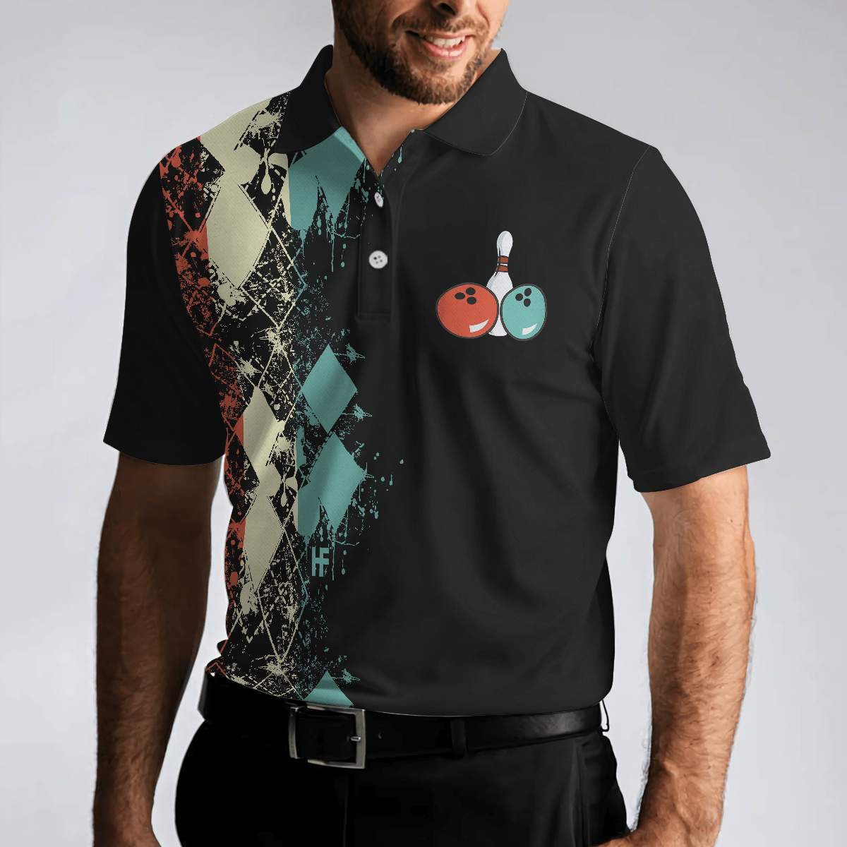 Bowling Men Polo Shirt - Does This Shirt Make My Ball Look Big, Unique Argyle Pattern Bowling Polo Shirt - Gift For Friend, Family, Bowling Lovers - Amzanimalsgift