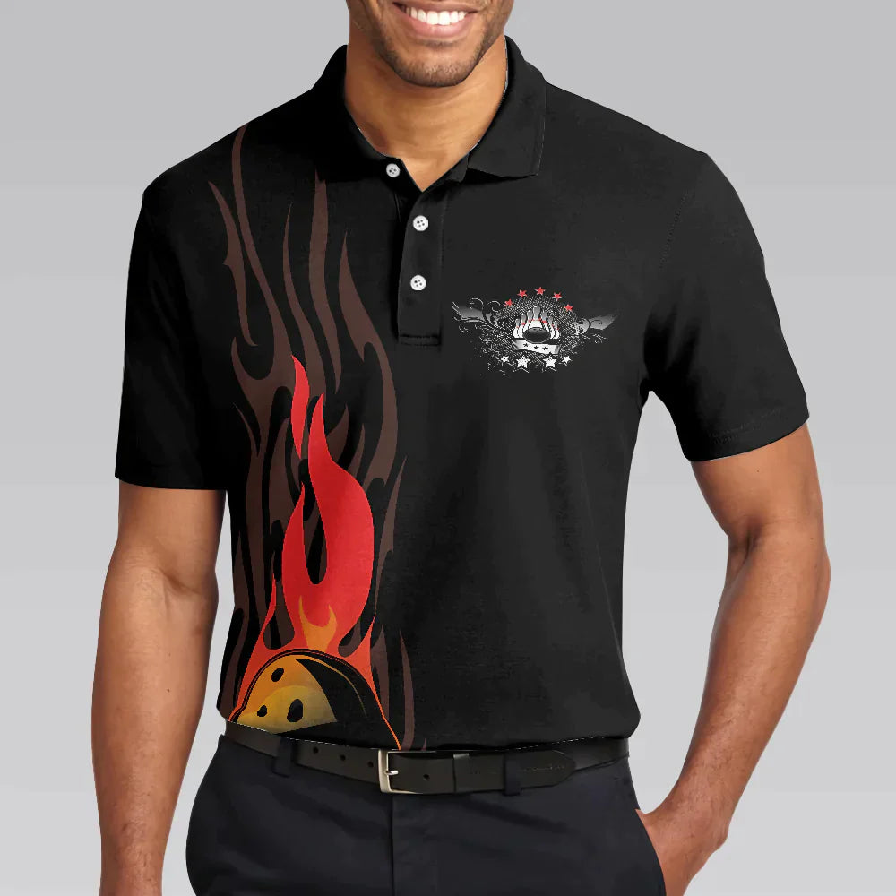 Bowling Men Polo Shirt - Life Is Like Bowling Keep Your Eyes On The Ball Bowling Polo Shirt, Black Flame Bowling Polo Shirt - Gift For Friend, Family, Bowling Lovers - Amzanimalsgift