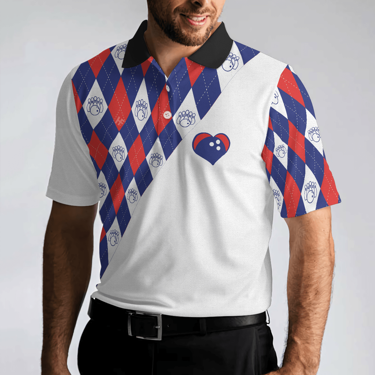 Bowling Men Polo Shirt - Plaid Pattern Bowling Polo Shirt - Perfect Gift For Friend, Family, Bowling Lovers - Amzanimalsgift