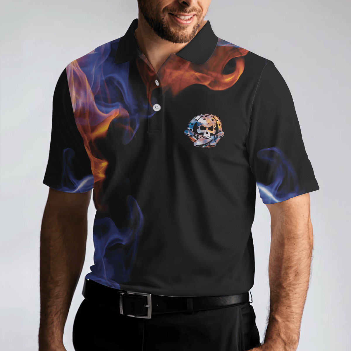 Bowling Men Polo Shirt - There Is No Crying In Bowling Just Lots Of Swearing Polo Shirt, Cool Flame Bowling Polo Shirt - Gift For Friend, Family, Bowling Lovers - Amzanimalsgift