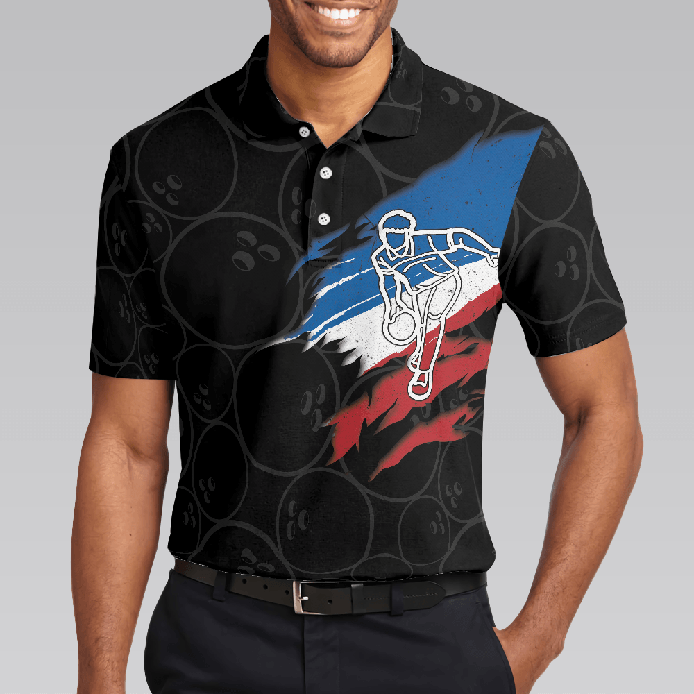 Bowling Men Polo Shirt - Three Fingers Bowling Polo Shirt, Black Bowling Polo Shirt - Gift For Friend, Family, Bowling Lovers - Amzanimalsgift