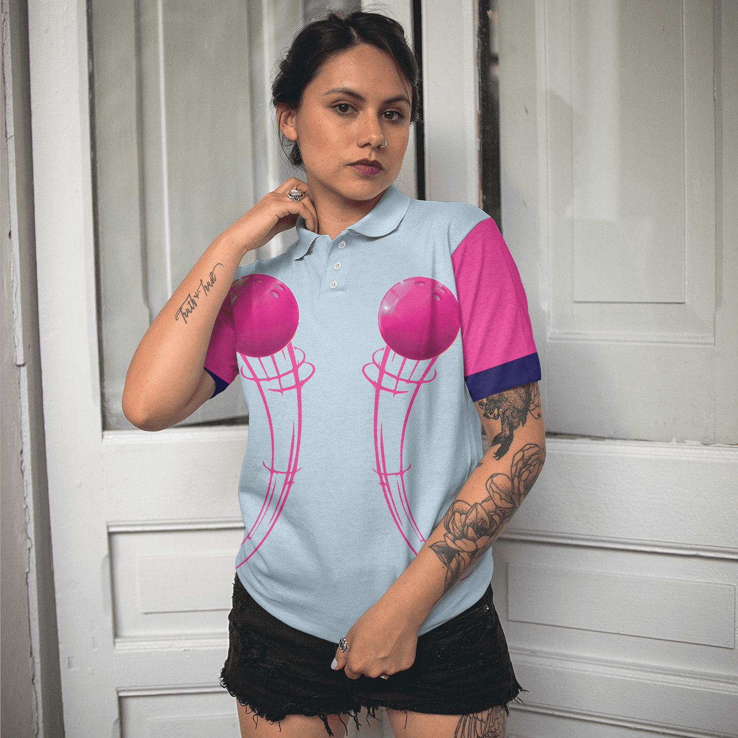 Bowling Women Polo Shirt - Watch Out This Girl Knows Bowling Polo Shirt - Gift For Wife, Family, Bowling Lovers - Amzanimalsgift