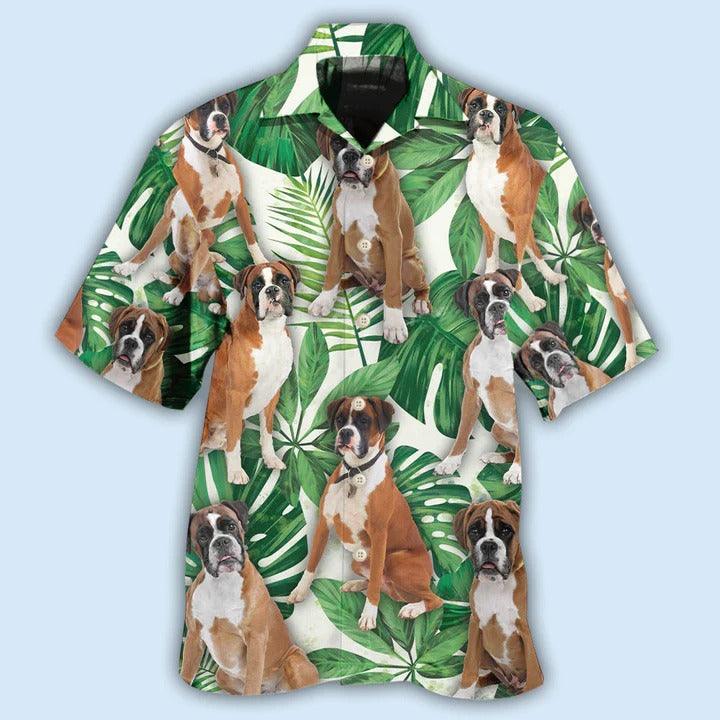 Boxer Aloha Hawaii Shirt - Dog Tropical Leaf Style Hawaiian Shirt For Summer - Perfect Gift For Dog Lovers, Friend, Family - Amzanimalsgift