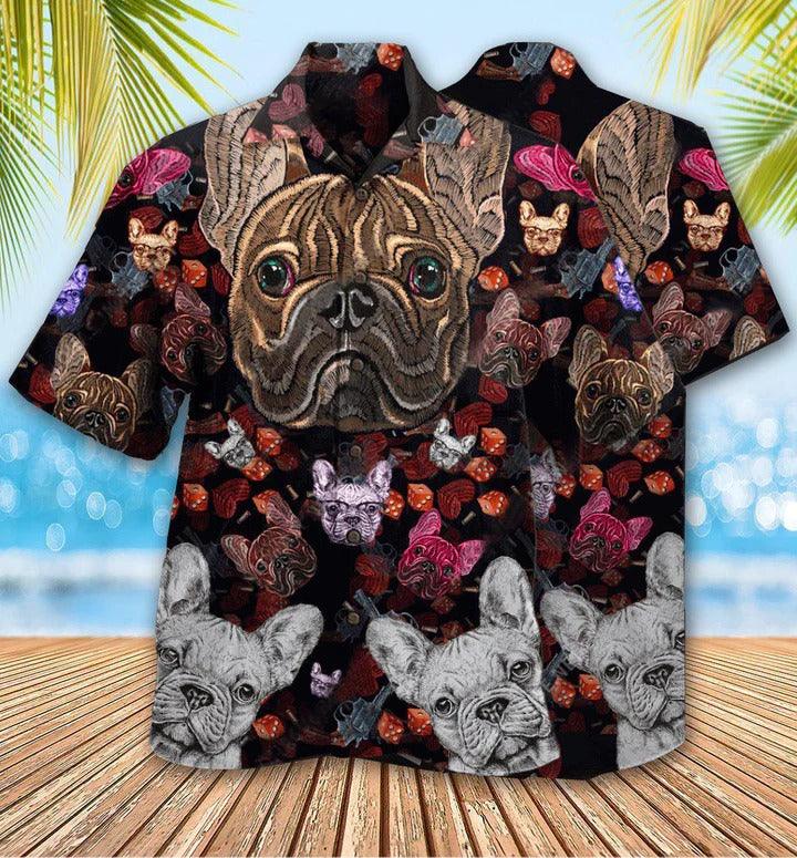 Bulldog Aloha Hawaii Shirt - Bulldog Embroidery Cool Hawaiian Shirt For Summer - Perfect Gift For Dog Lovers, Friend, Family - Amzanimalsgift