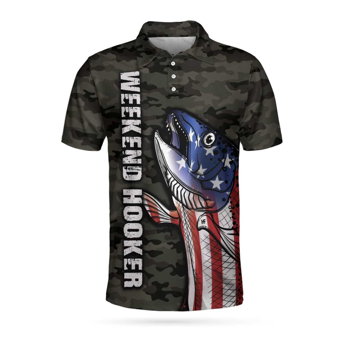 Camouflage American Flag Fishing Men Polo Shirt, Fishing Is My Anger Management Polo Shirt, Weekend Hooker Fishing Shirt For Men, Gift For Fishing Lovers - Amzanimalsgift