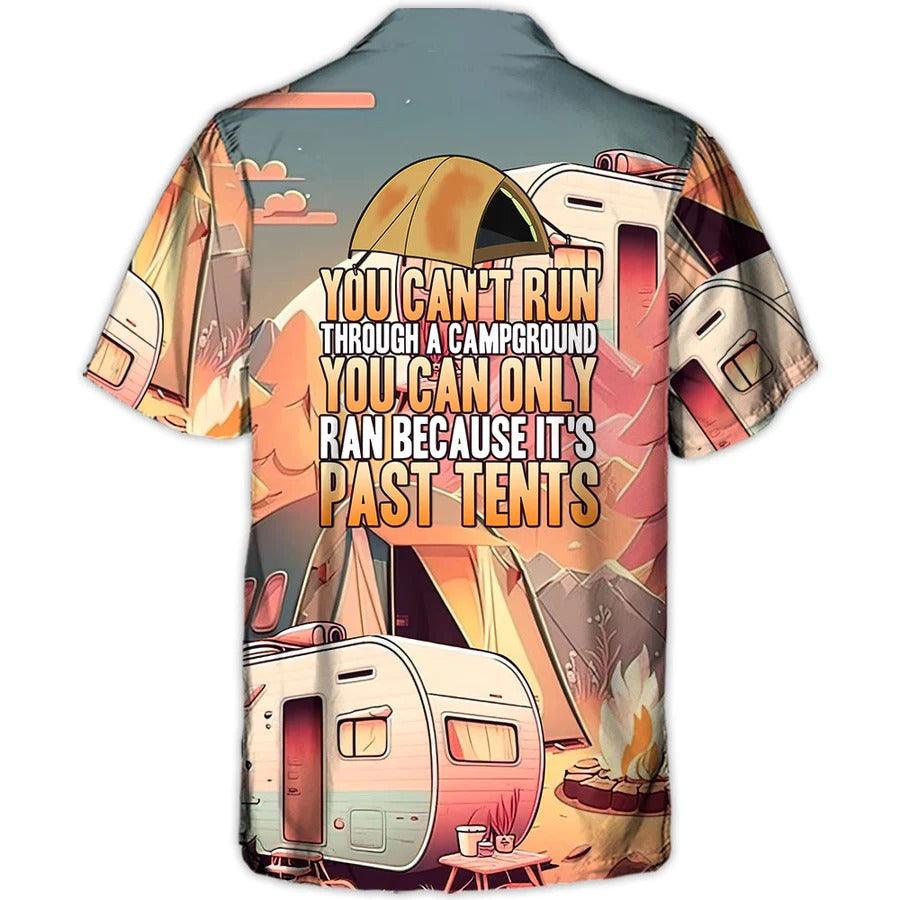 Camping Aloha Shirt, Camping Funny Art Hawaiian Shirt For Summer, Can't Run Through A Campground Shirt - Perfect Gift For Men, Women, Camping Lover - Amzanimalsgift