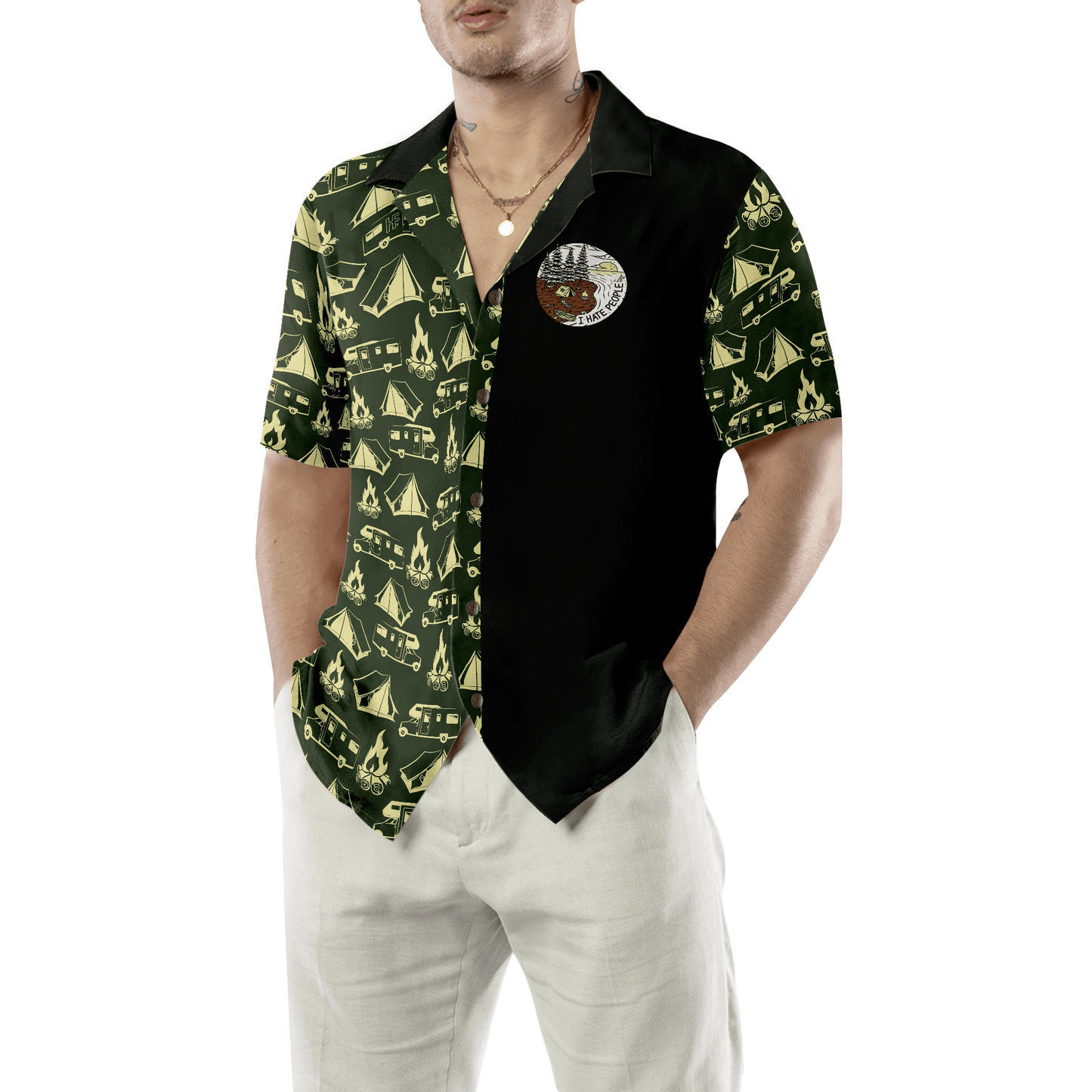Camping Bigfoot Hawaiian Shirt, Darryl Drink Coffee & Hate People, Colorful Summer Aloha Shirt For Men Women, Perfect Gift For Friend, Family, Husband - Amzanimalsgift