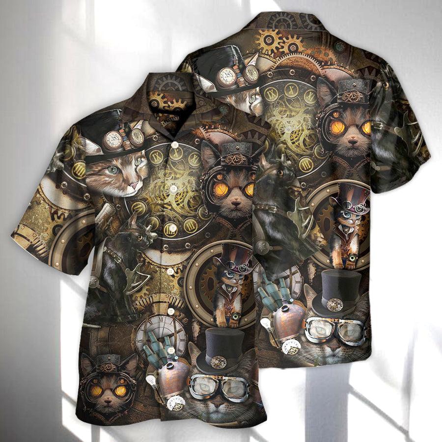 Cat Aloha Hawaiian Shirt For Summer, Cat Steampunk Art It's All About Magic Aloha Shirts, Best Colorful Cool Cat Hawaiian Shirts Outfit For Men Women, Friend, Cat Lovers - Amzanimalsgift