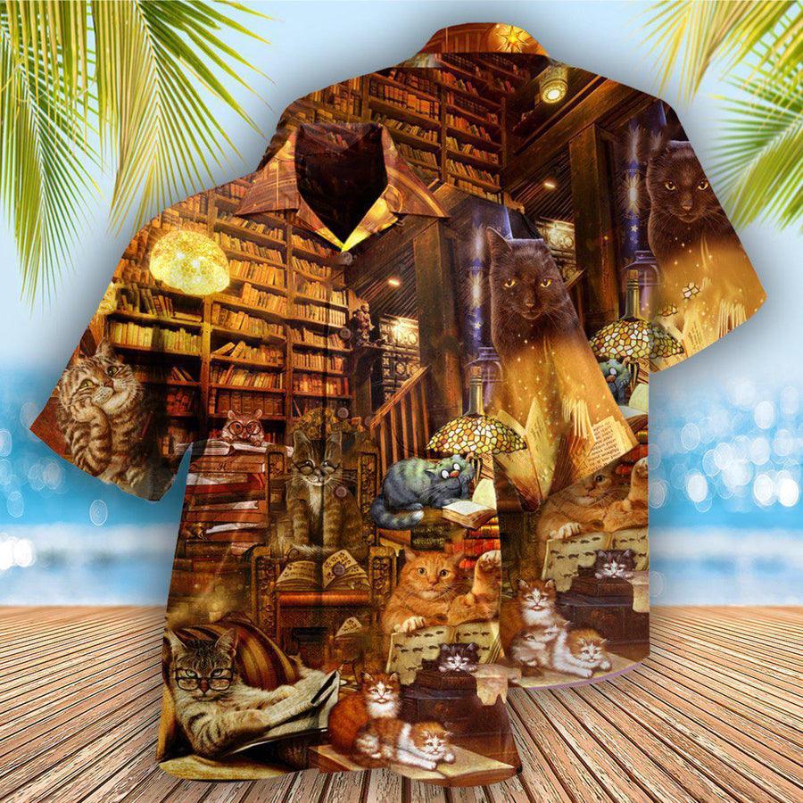Cat And Book Hawaiian Shirt For Summer, Happiness Is A Good Book, Best Colorful Cool Cat Hawaiian Shirts Outfit For Men Women, Friend, Cat Lovers - Amzanimalsgift