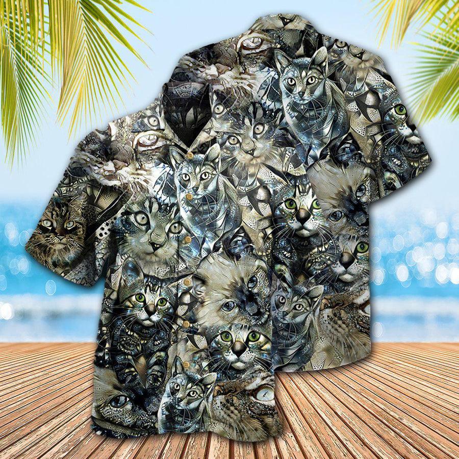 Cat Hawaiian Shirt For Summer, Best Colorful Cool Cat Hawaiian Shirts Outfit For Men Women, Friend, Team, Cat Lover - Amzanimalsgift