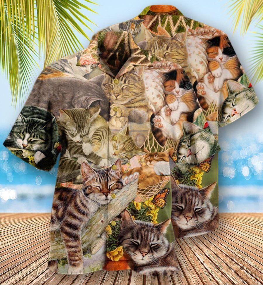 Cat Hawaiian Shirt For Summer, Cat Dreaming Sleeping Time - Best Gift For Men Women, Friend, Team, Cat Lovers - Amzanimalsgift