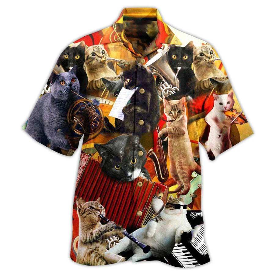 Cat Hawaiian Shirt For Summer, Cat Keep Your Vibes Cats Love Music Aloha Shirts, Best Gift For Men Women, Friend, Team, Cat Lovers - Amzanimalsgift