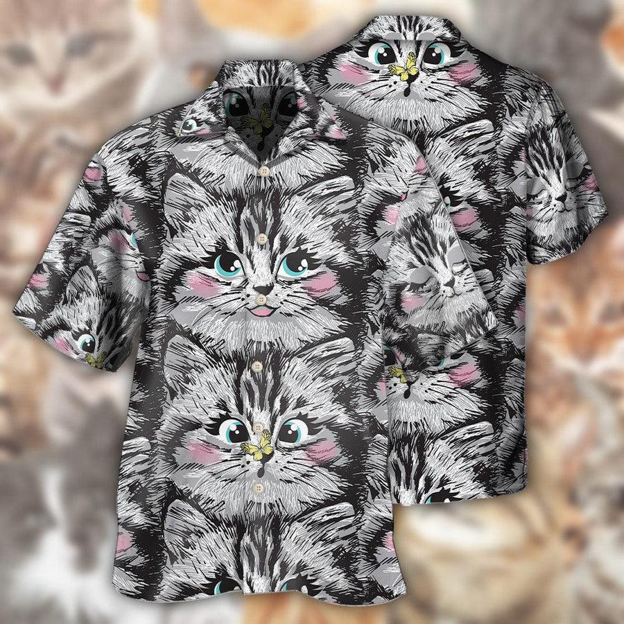 Cat Hawaiian Shirt For Summer, Cat Lovely Kitten Aloha Shirts, Best Colorful Cool Cat Hawaiian Shirts Outfit For Men Women, Friend, Team, Cat Lovers - Amzanimalsgift