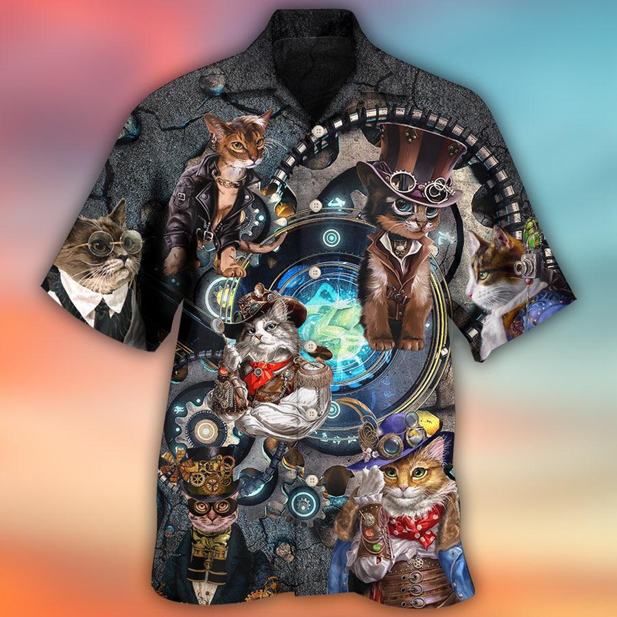 Cat Hawaiian Shirt For Summer, Cat Mechanic Cool Style, Best Colorful Cat Hawaiian Shirts Outfit For Men Women, Friend, Team, Cat Lovers - Amzanimalsgift