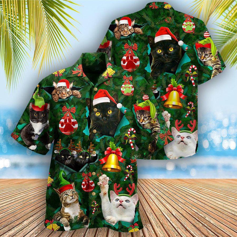 Cat Hawaiian Shirt For Summer, Cat Meowy Christmas Aloha Shirts - Best Colorful Cool Cat Hawaiian Shirts Outfit For Men Women, Friend, Team, Cat Lovers - Amzanimalsgift