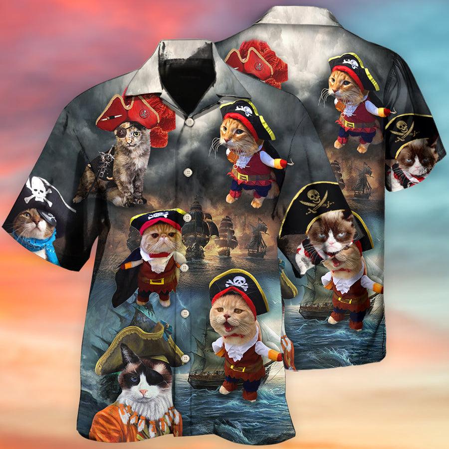 Cat Hawaiian Shirt For Summer, Cat Pirate Style Aloha Shirts - Best Colorful Cat Hawaiian Shirts Outfit For Men Women, Friend, Team, Cat Lovers - Amzanimalsgift
