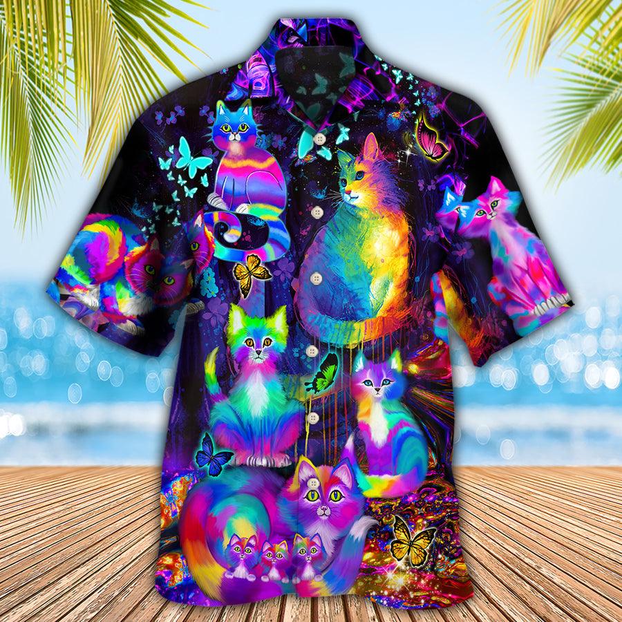 Cat Hawaiian Shirt For Summer, Cat Run The World Aloha Shirts, Best Colorful Cool Cat Hawaiian Shirts Outfit For Men Women, Friend, Team, Cat Lovers - Amzanimalsgift