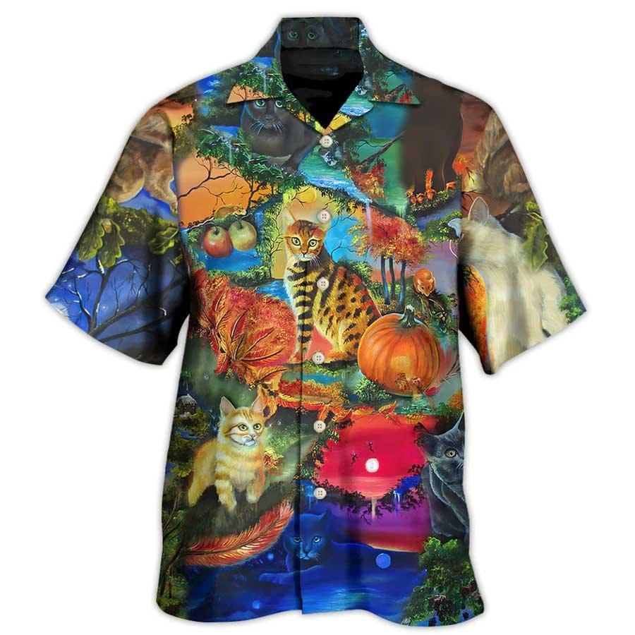 Cat Hawaiian Shirt For Summer, Cat Secret Another World Aloha Shirts, Best Colorful Cat Hawaiian Shirts Outfit For Men Women, Friend, Team, Cat Lovers - Amzanimalsgift