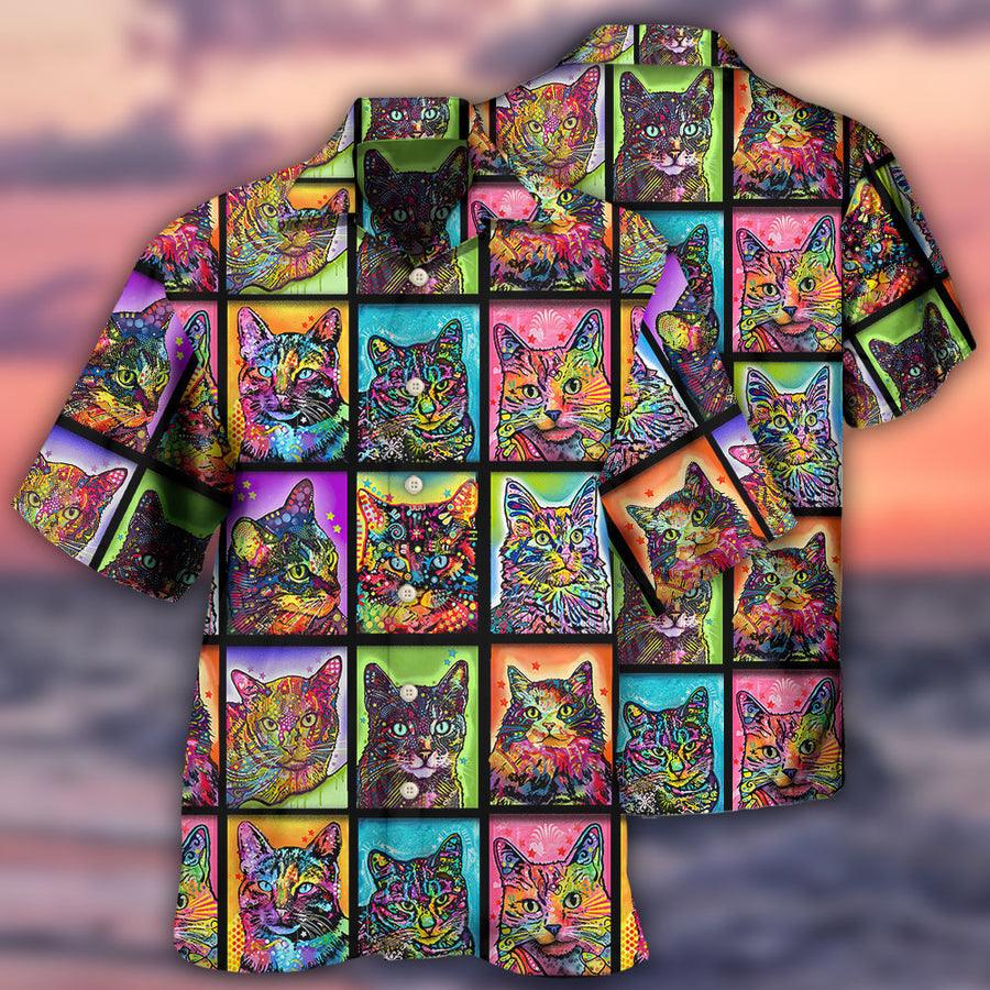 Cat Hawaiian Shirt For Summer, Cat Sykel Crazy For Cats Kitty, Best Colorful Cool Cat Hawaiian Shirts Outfit For Men Women, Friend, Team, Cat Lovers - Amzanimalsgift