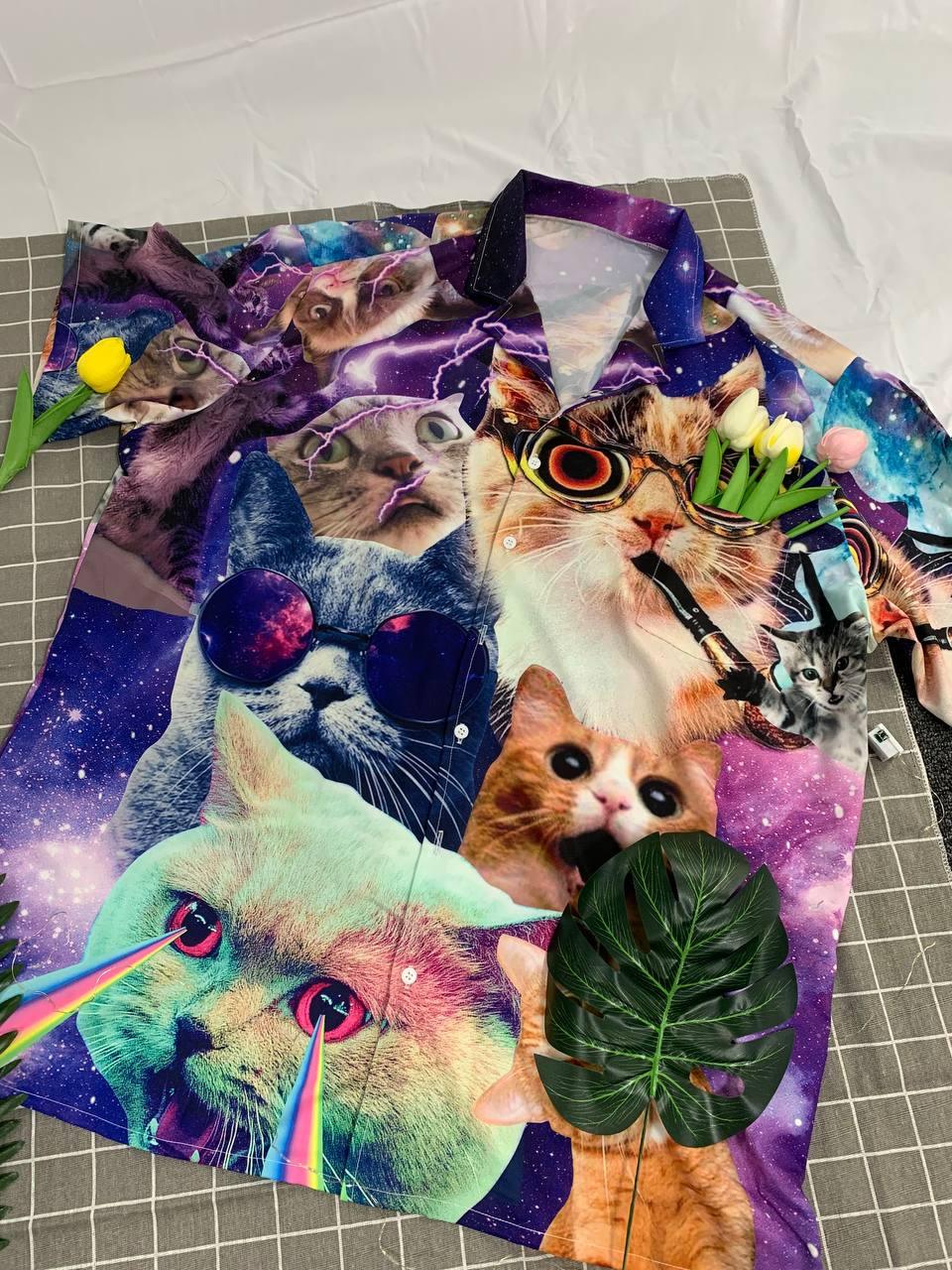 Cat Hawaiian Shirt For Summer, Cat The Battle Flying Aloha Shirt, Colorful Cool Cat Hawaiian Shirts Outfit For Men Women, Gift For Friend, Team, Cat Lovers - Amzanimalsgift
