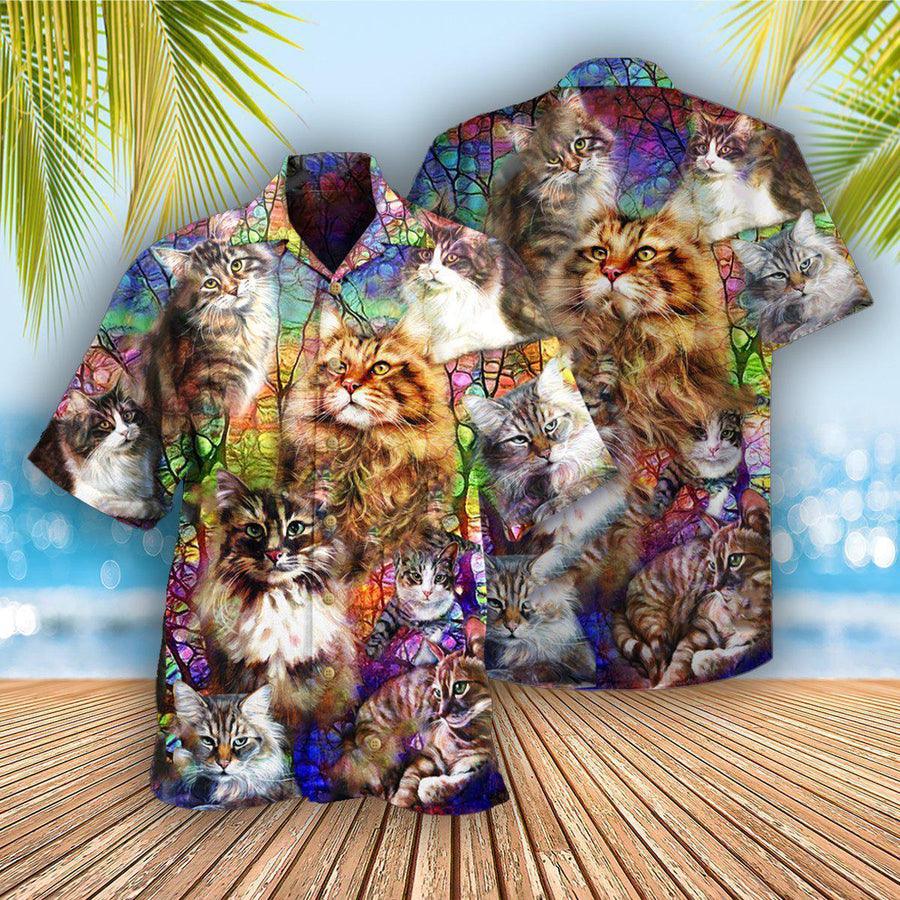 Cat Hawaiian Shirt For Summer, Life Is Better With Cat Aloha Shirt, Best Colorful Cool Cat Hawaiian Shirts For Men Women, Friend, Team, Cat Lovers - Amzanimalsgift