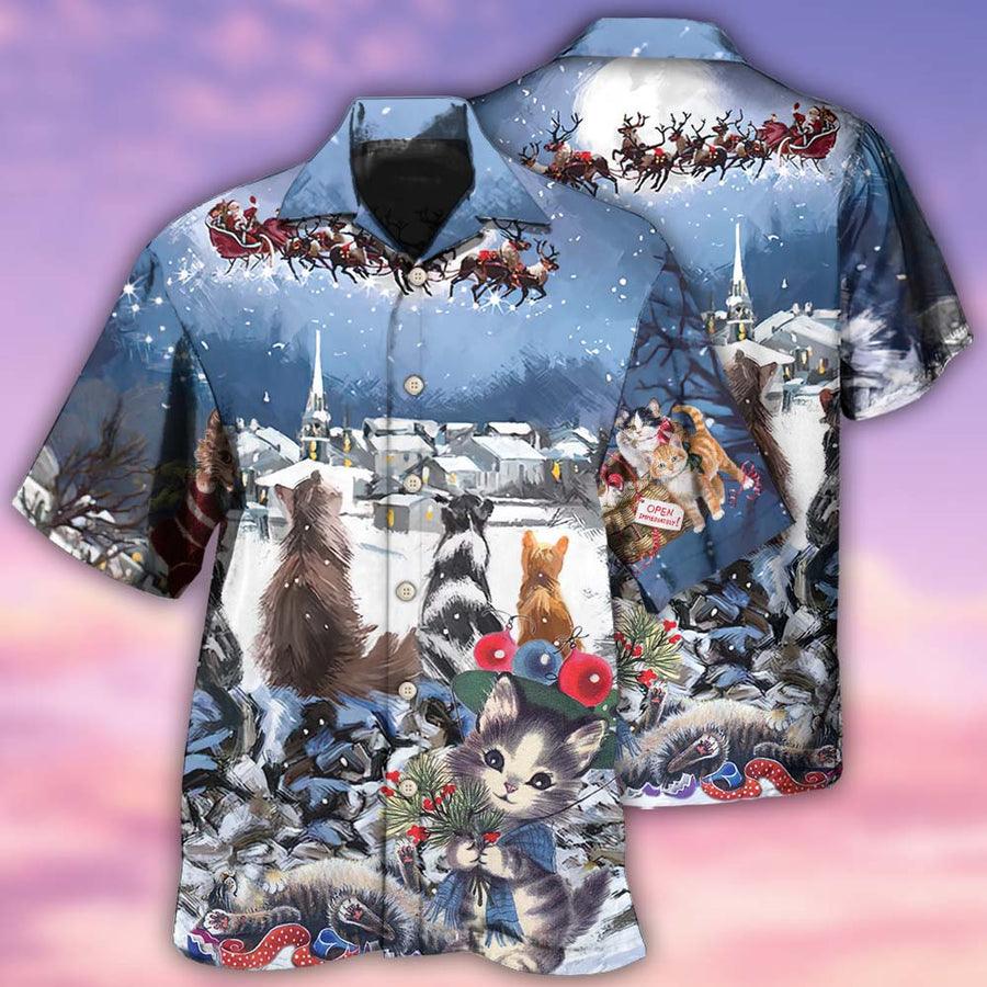 Cat Hawaiian Shirts For Summer, Cat Hope Christmas Night Aloha Shirts, Best Colorful Cool Cat Hawaiian Shirts Outfit For Men Women, Friend, Team, Cat Lovers - Amzanimalsgift