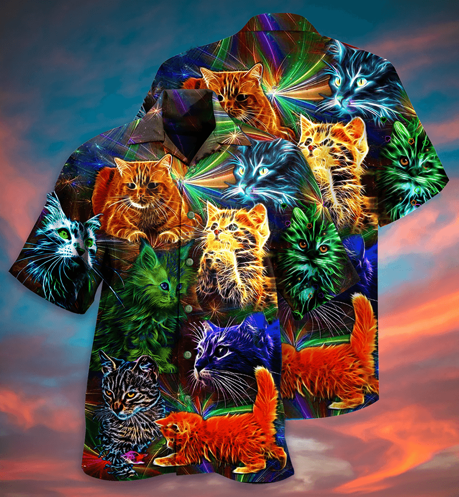 Cat Hawaiian Shirts For Summer, Cat In My Dream I'm So Happy Aloha Shirts - Best Colorful Cool Cat Hawaiian Shirts Outfit For Men Women, Friend, Team, Cat Lovers - Amzanimalsgift