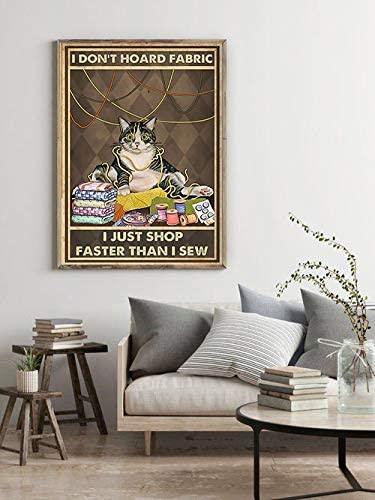 Cat Portrait Canvas - Cat I Don't Hoard Fabric I Just Shop Faster Than I Sew - Perfect Gift For Cat Lovers, Cat Owners - Amzanimalsgift