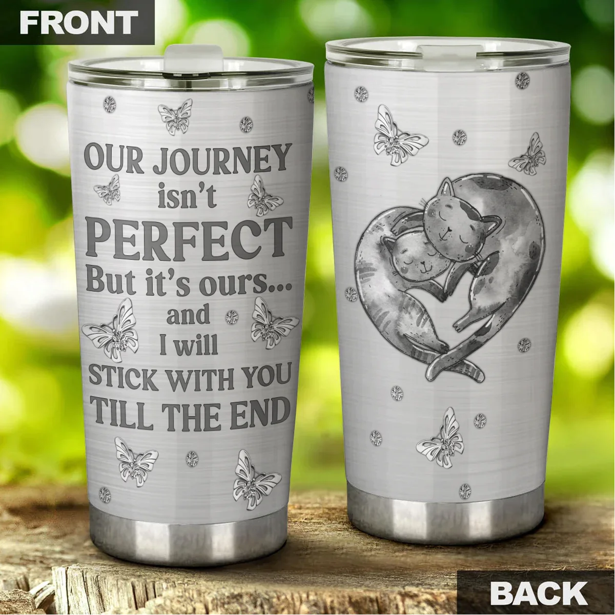 Cat Tumbler, Heart Cute Cat Couple Falling In Love, Gift for Cat Lovers, Cat Mom Dad, Mother's Day, Couples, Husband, Wife, Parents, Lovers - Amzanimalsgift