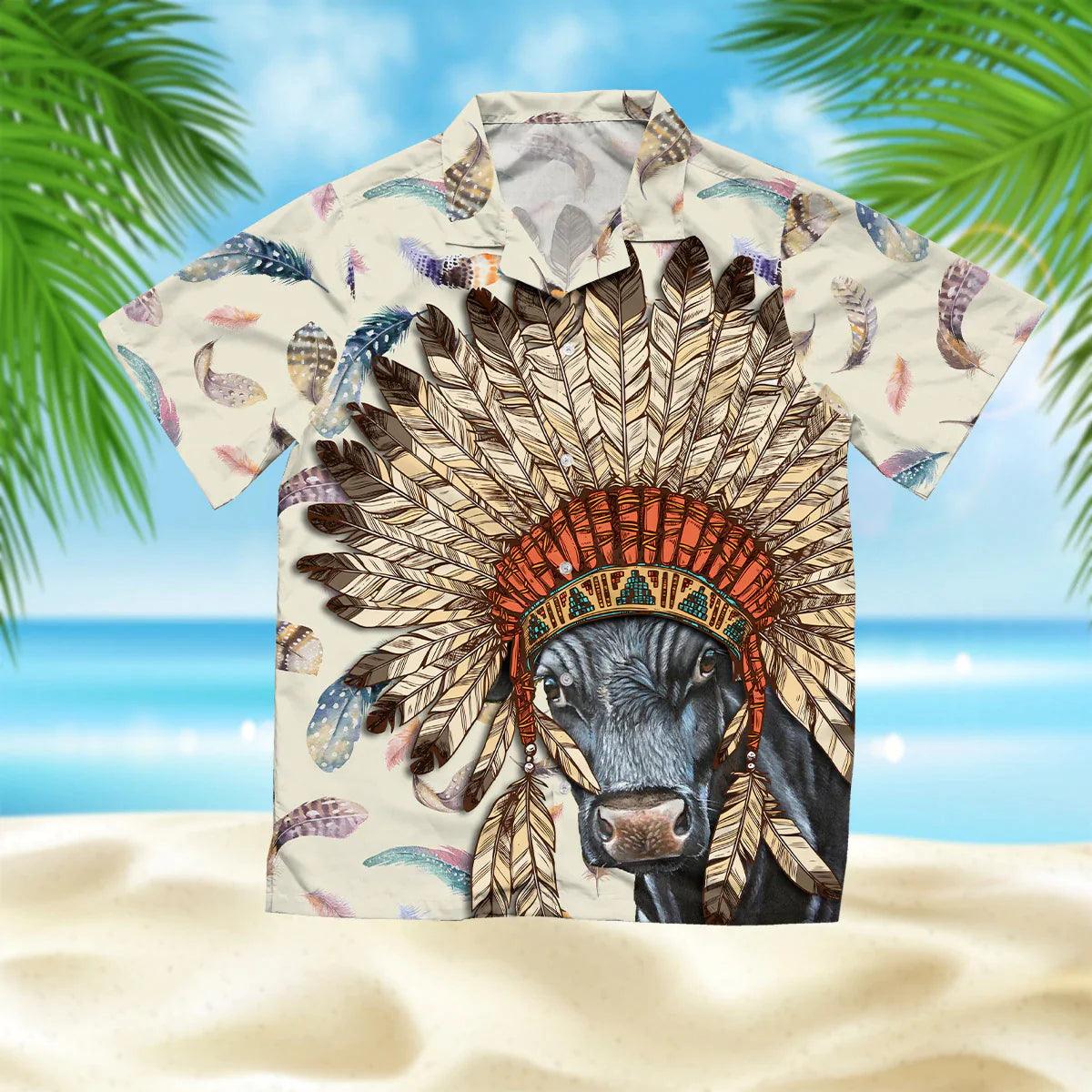 Cattle Hawaiian Shirt - Indian Cattle Pattern Hawaiian Shirt - Perfect Gift For Friend, Family - Amzanimalsgift
