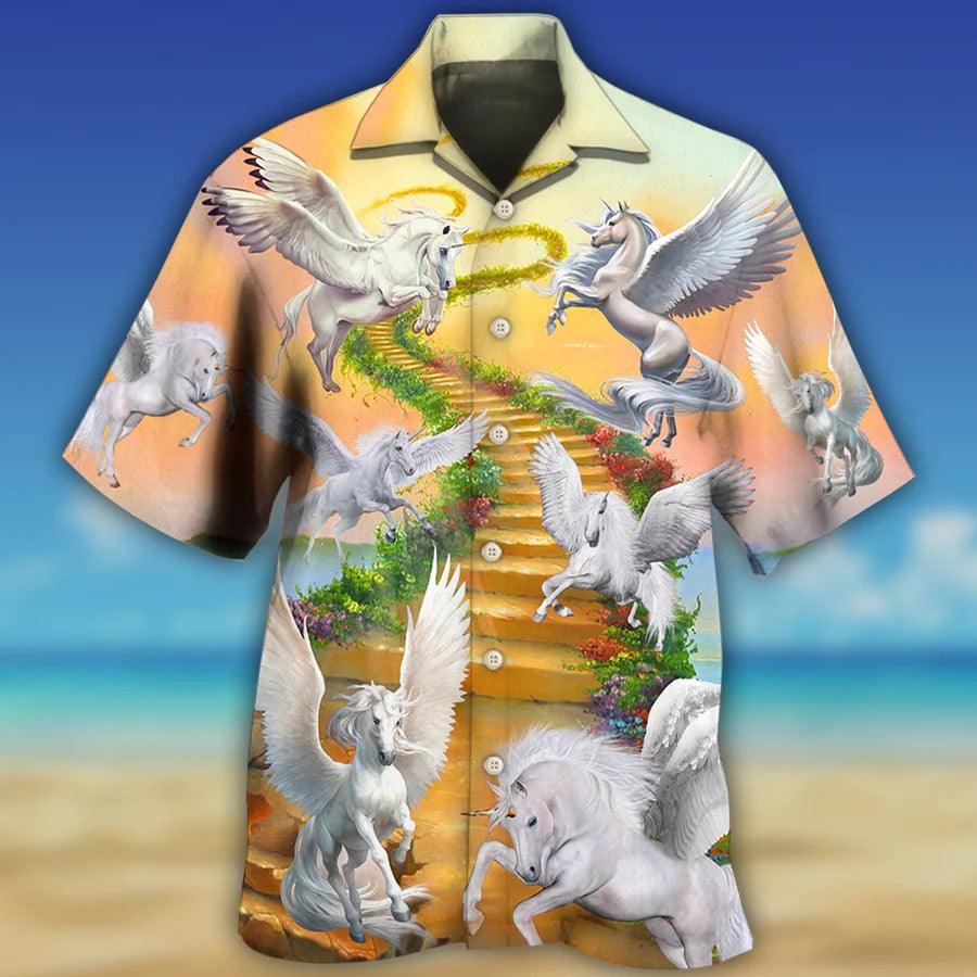 Celestial Horse Hawaiian Shirts - Celestial Horse On The Way To Heaven Hawaiian Shirt For Summer - Perfect Gift For Men, Celestial Horse Lovers - Amzanimalsgift
